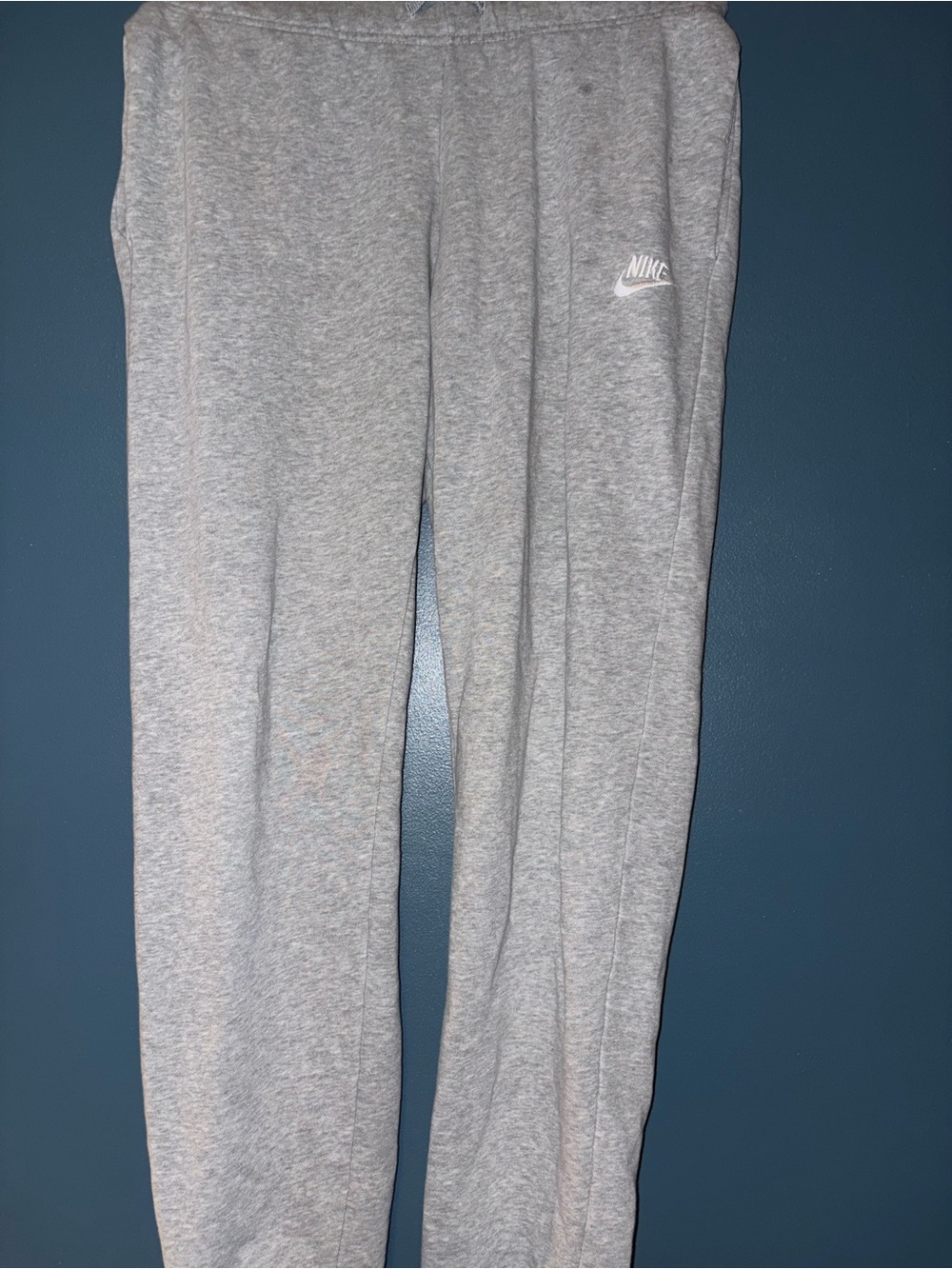 Nike Grey Men's Fleece Sweatpants with White Swoosh